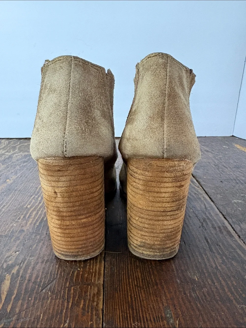 Jeffrey Campbell Yorktown Havana Last Tan Suede Stacked Heel Ankle Booties 8